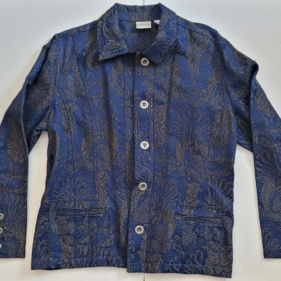 NWOT Navy with black and Grey damask jacket - Picture 7 of 15